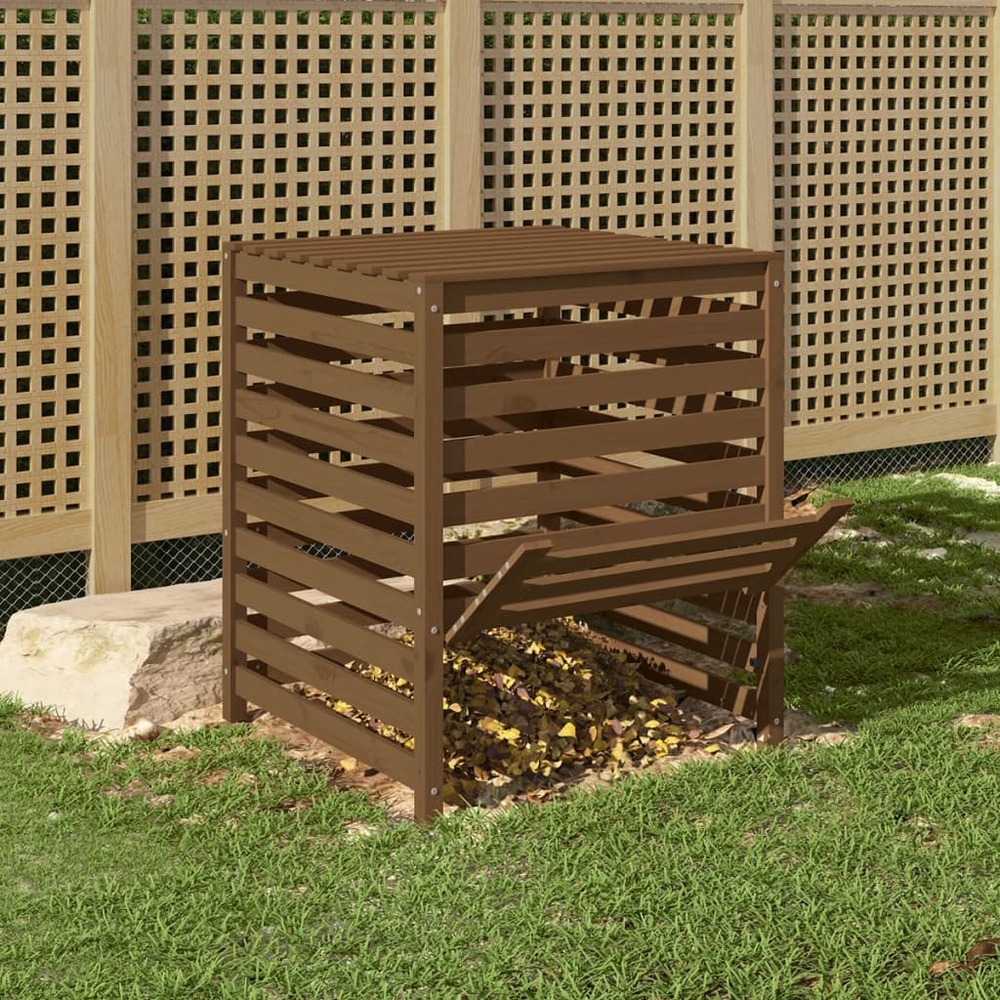 Composteur marron miel 82,5x82,5x99,5 cm bois massif de pin