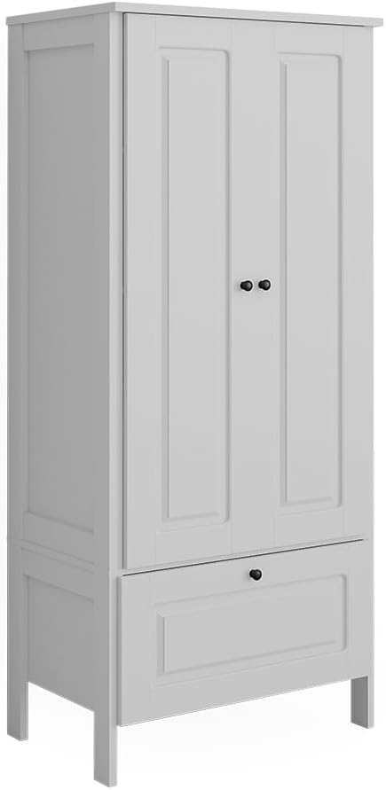 Kinderkleiderschrank Weiß Ajaton - 83x187x53 cm hergestellt aus Spanplatte - Kinderregal für Kinder und Teenager, für eine strukturierte und sichere Lagerung