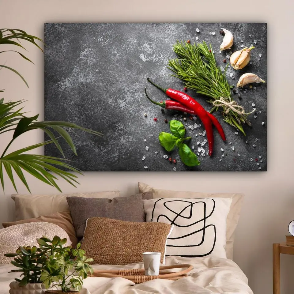MuchoWow Canvas Schilderij 120x80cm Peper Kruiden Specerijen