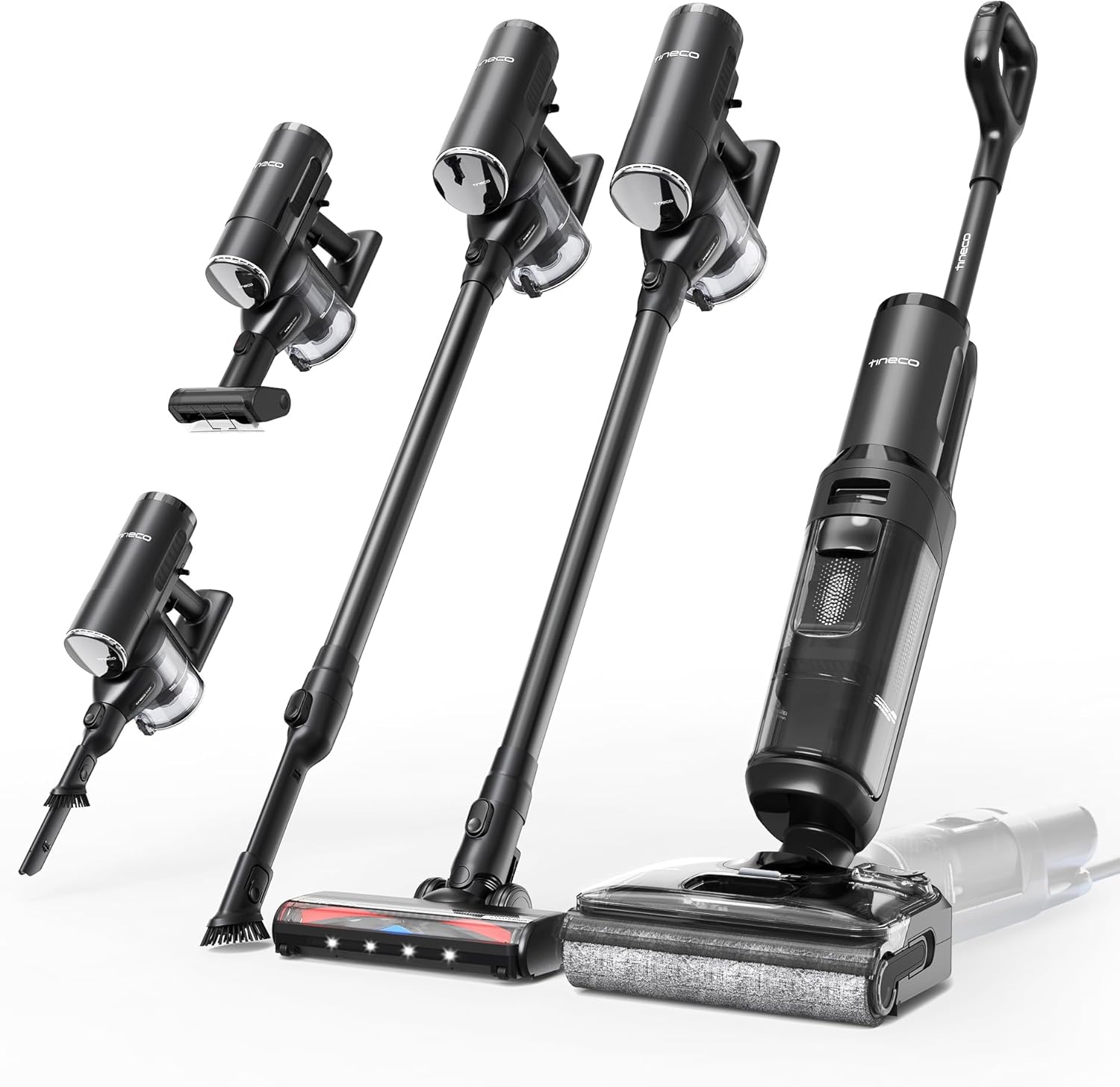 Tineco FLOOR ONE Switch S7 Stretch Nass Trockensauger & Akkusauger Set 5-in-1, FlashDry Selbstreinigung, DualBlock Anti-Tangle, 50 Min Laufzeit 22kPa Multifunktionaler Bodenreiniger für das Ganze Haus