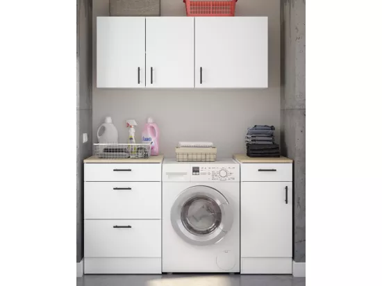 Ensemble de cuisine de modules coloris blanc brillant/chêne canadien