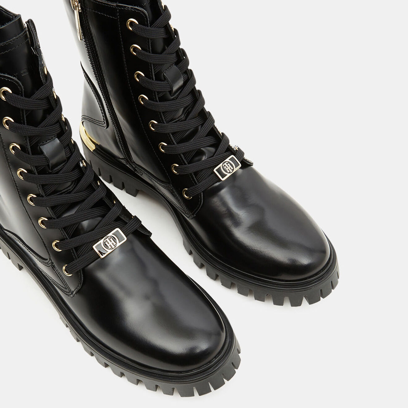 Tommy Hilfiger Boots en Cuir crantées noires