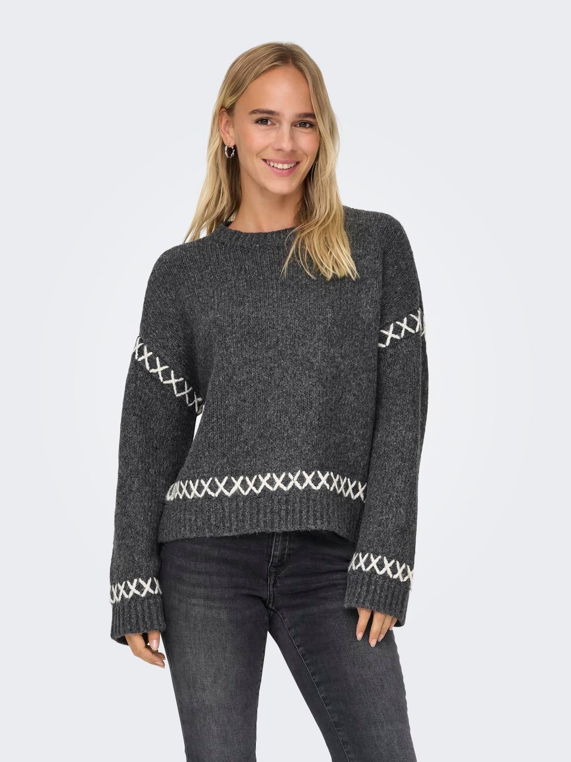 ONLAMANDA Strickpullover Dark Grey Melange