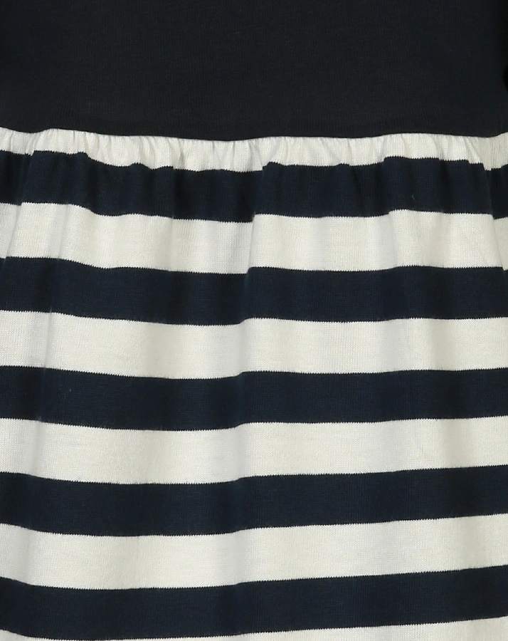 Kurzarm-Kleid SWEETHEART mit Schleife gestreift in dunkelblau/weiß
