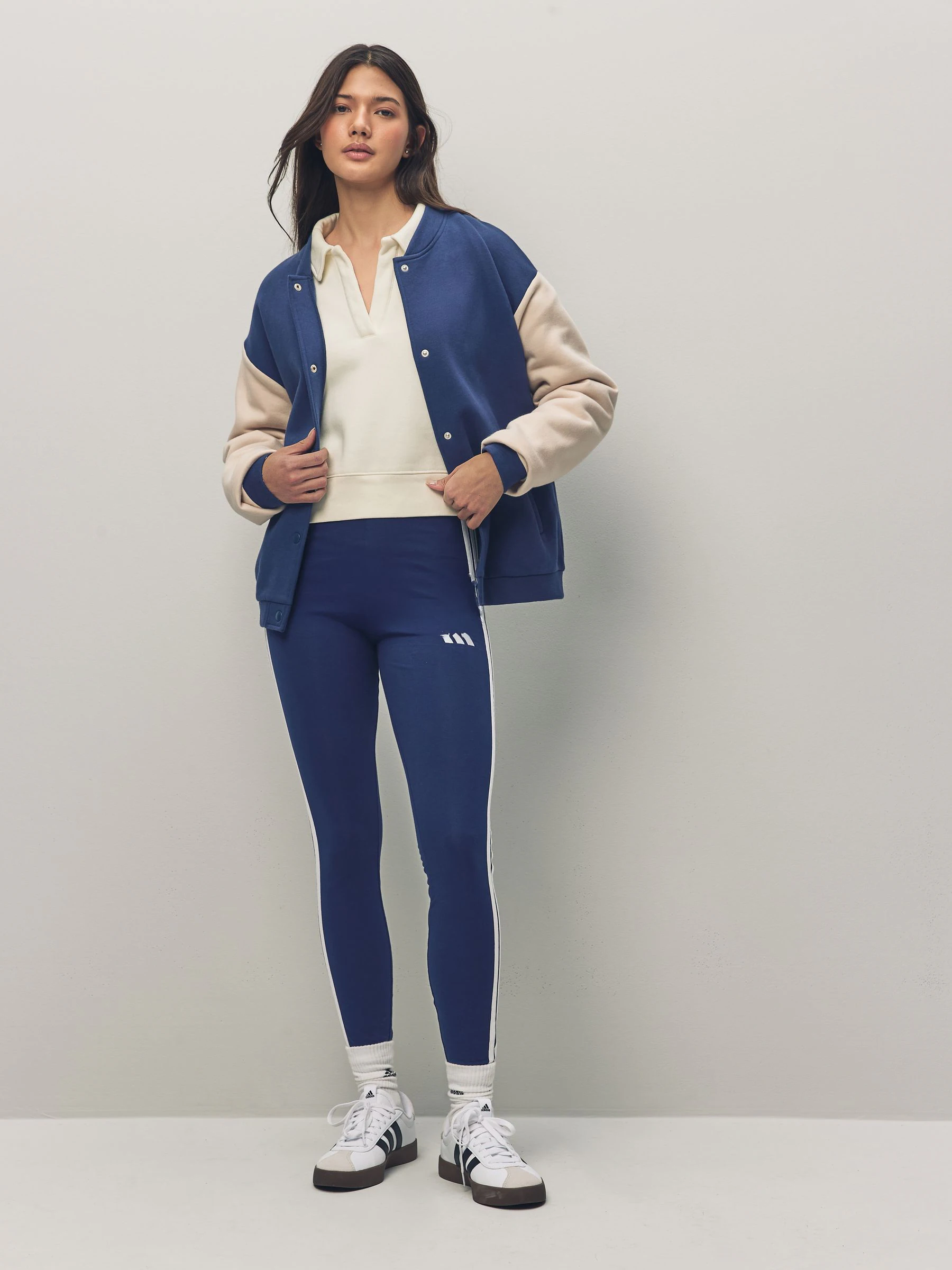 Blauw - adidas Essentials katoenen legging met 3 strepen