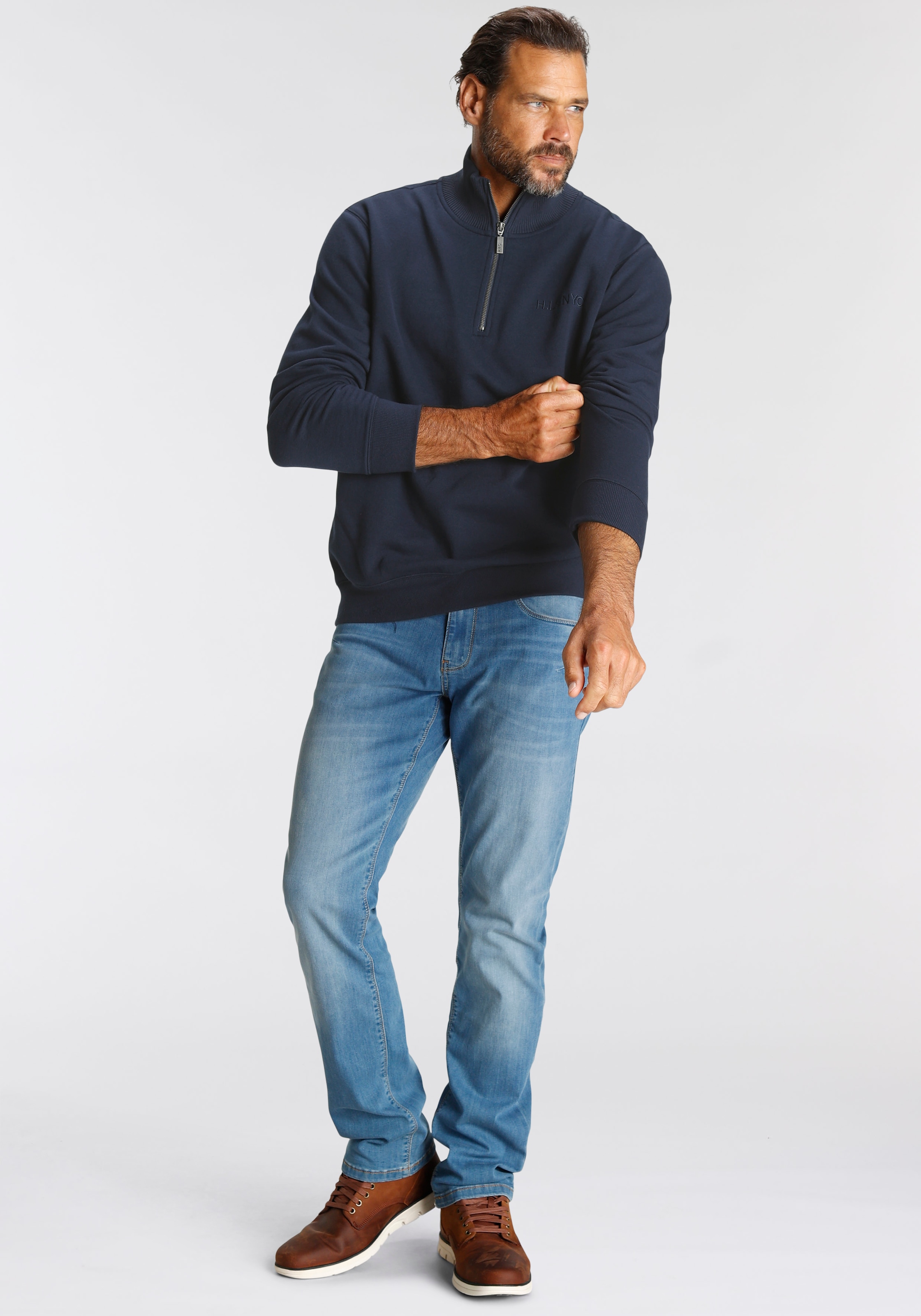H.I.S Sweatshirt , unifarben,  aus dehnbarer Sweatware,  mit Logostickerei