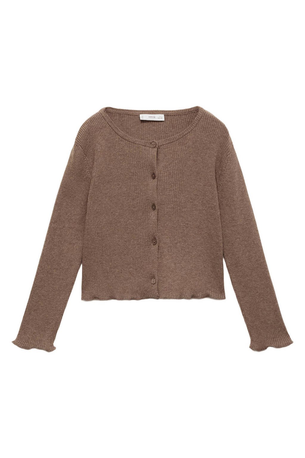 Mango Kids vest bruin rib gebreid