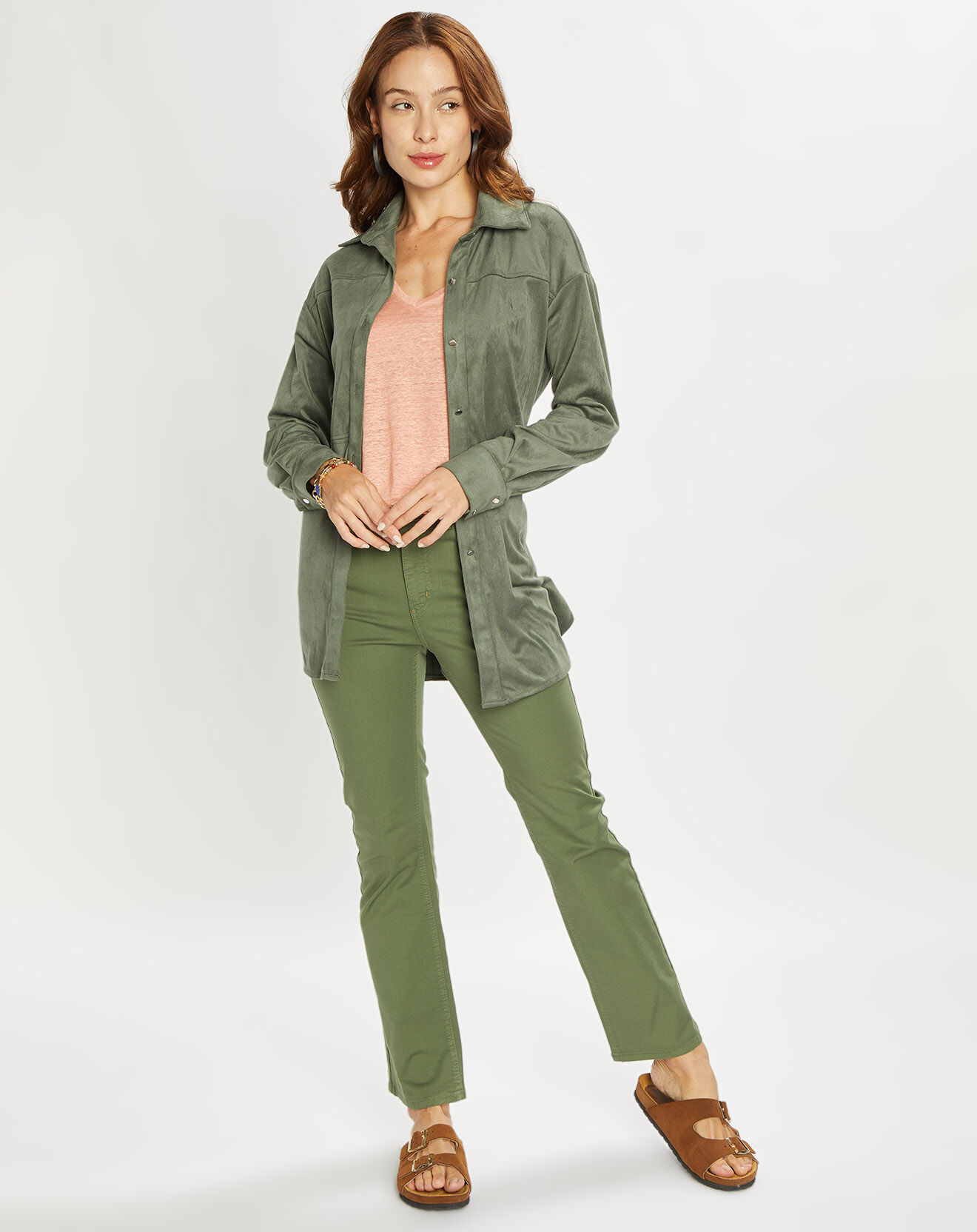 Lauren Vidal Veste en Suédine Lou kaki