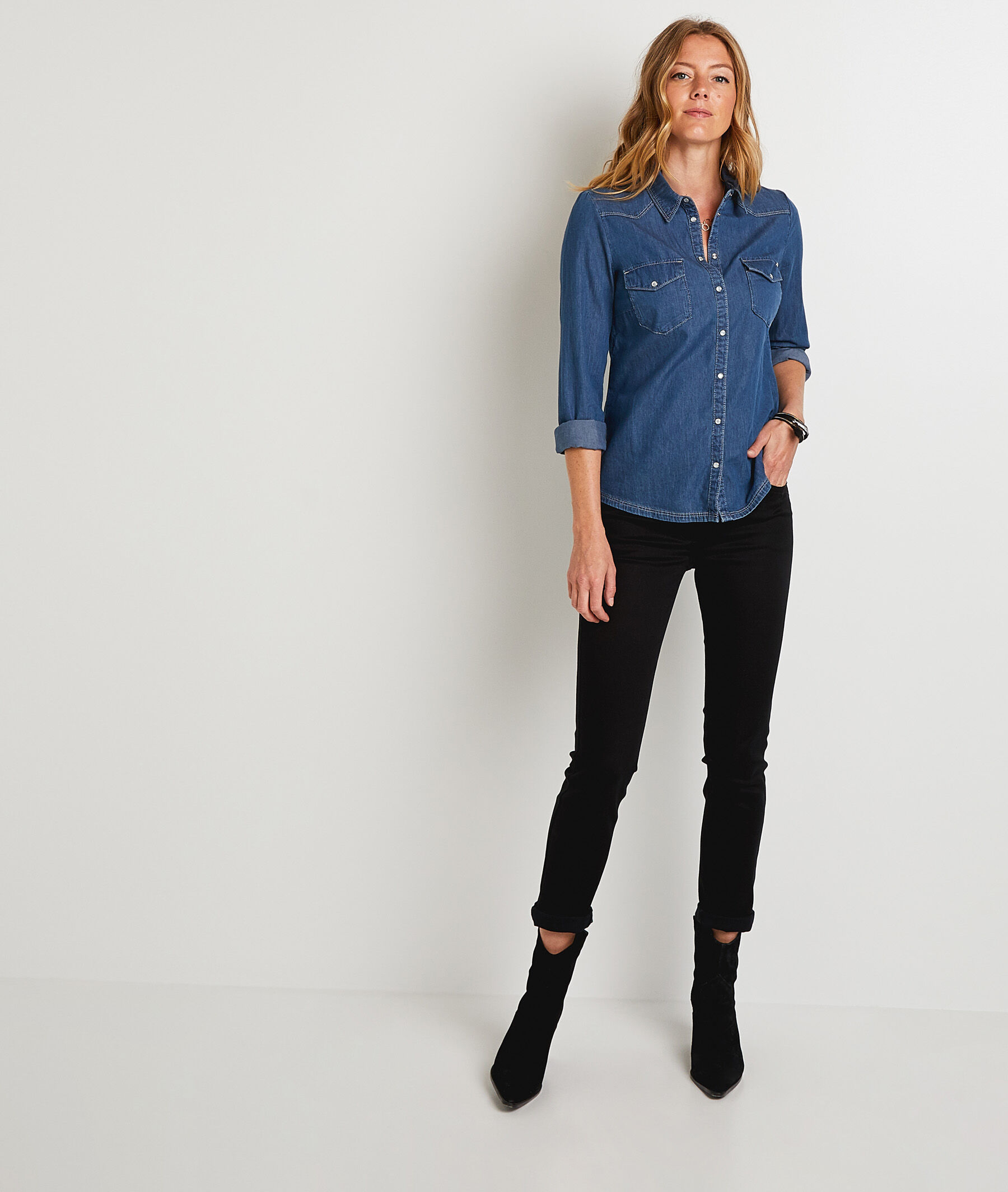 Jean raccourci taille haute HANOI femme - BLACK