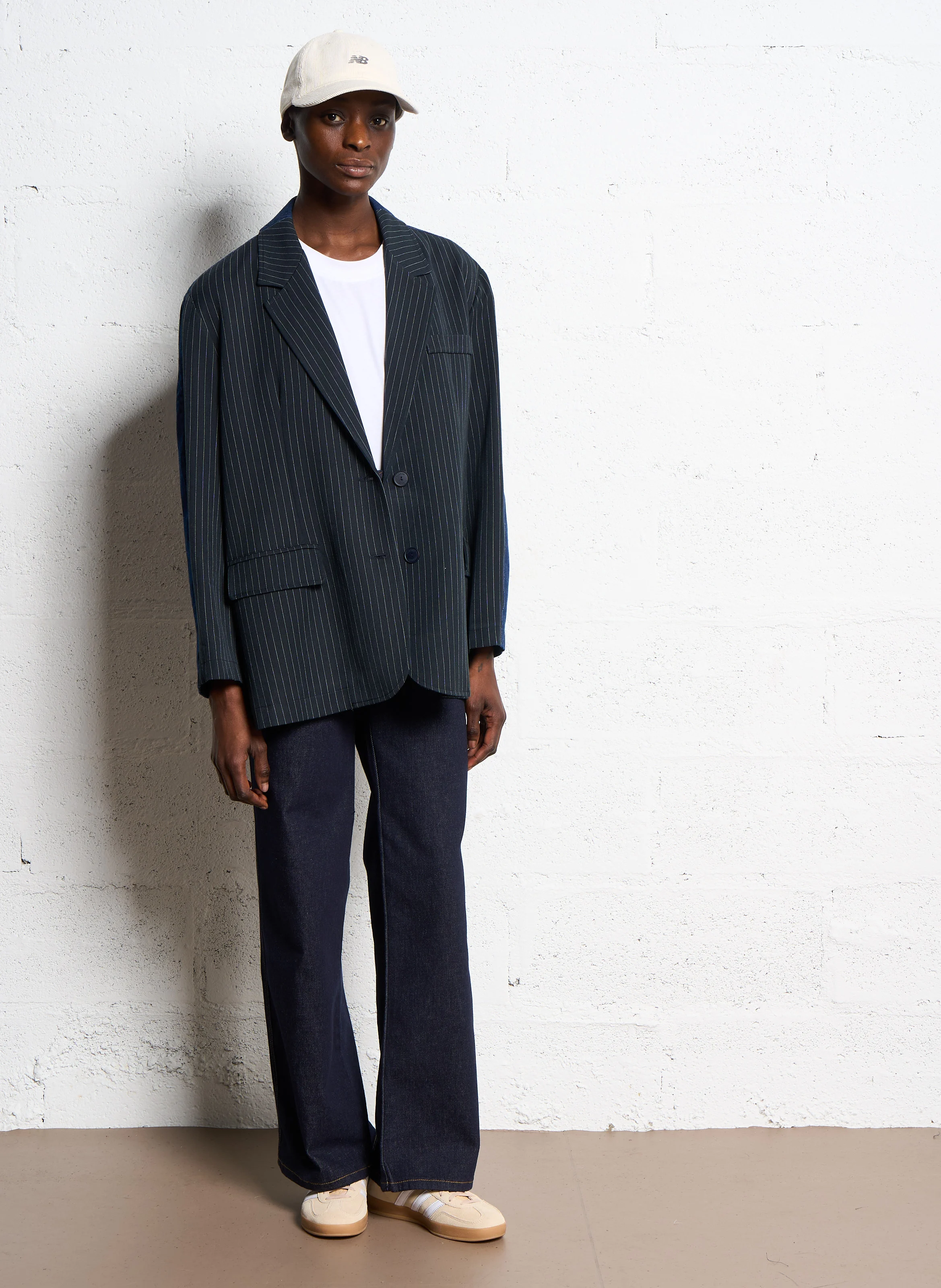 Blazer oversize contrasté| Bleu