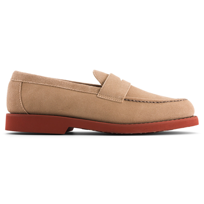 RYAN SUEDE POLARIS BEIGE CAMEL RED MOCASSIN-Mocassin pour homme en suede