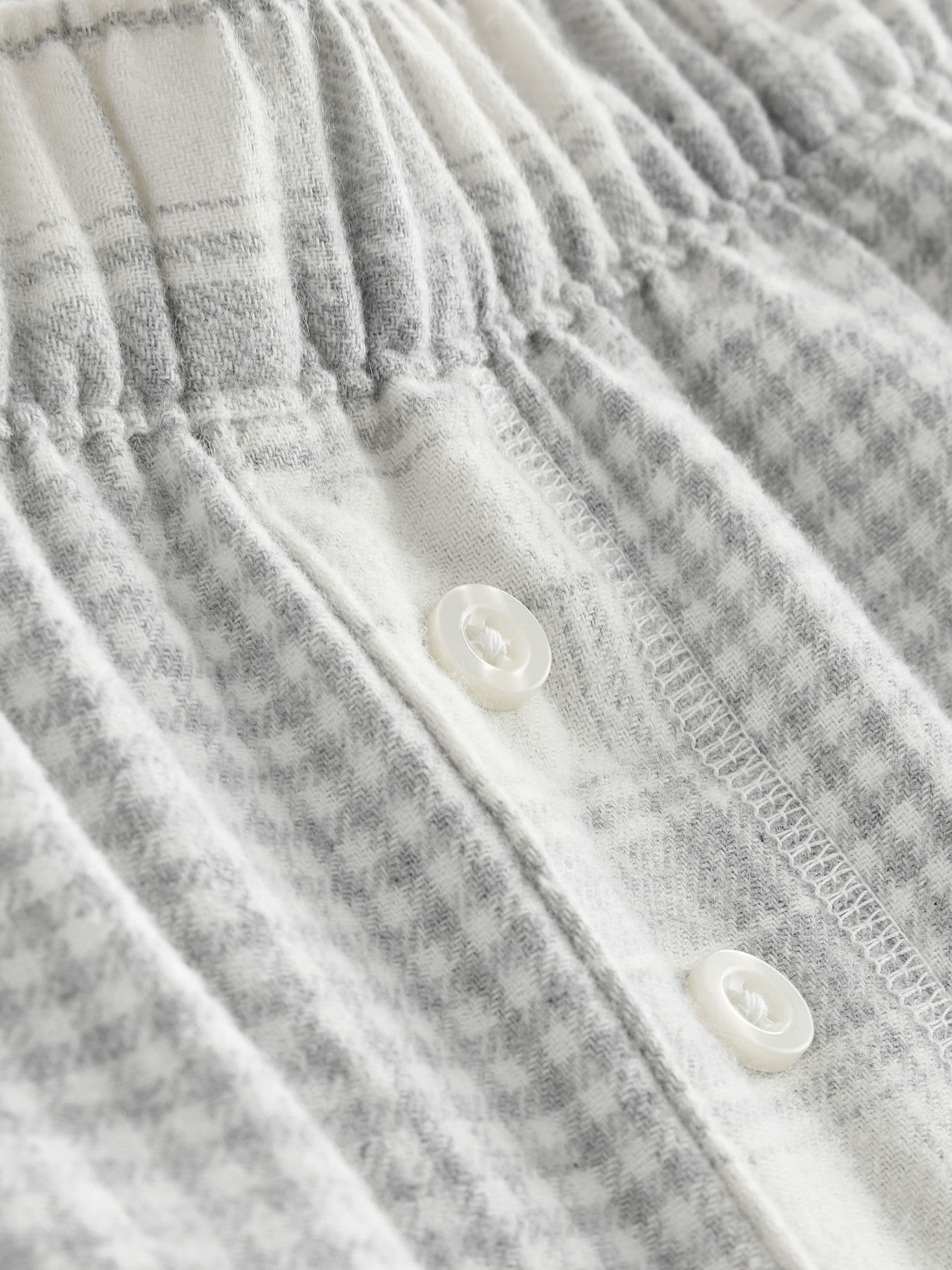 Grijs met gingham - Pyjama van katoen/modalmix met korte mouwen