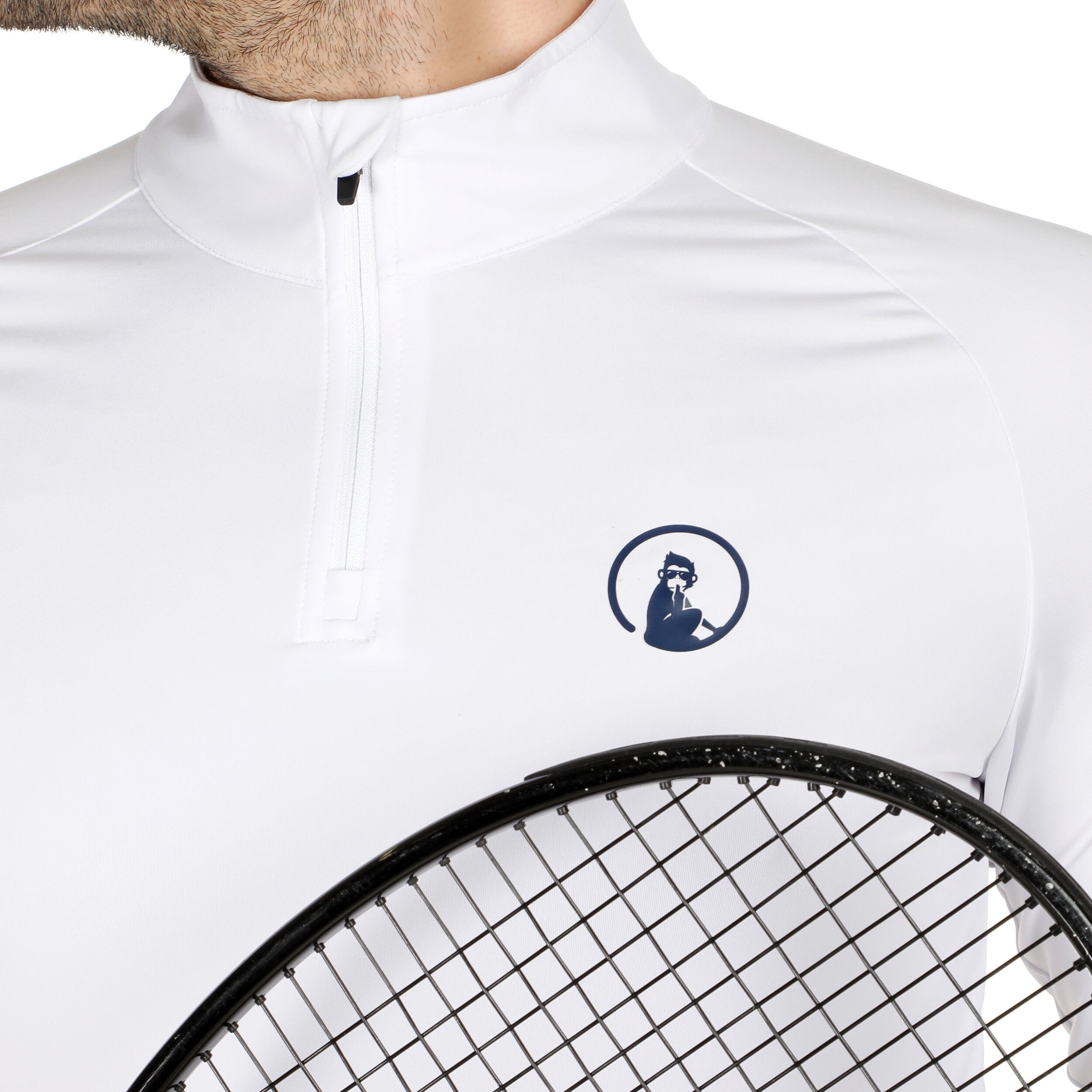 Quiet Please Big Serve 1/4 Zip Haut Manches Longues Hommes - Blanc