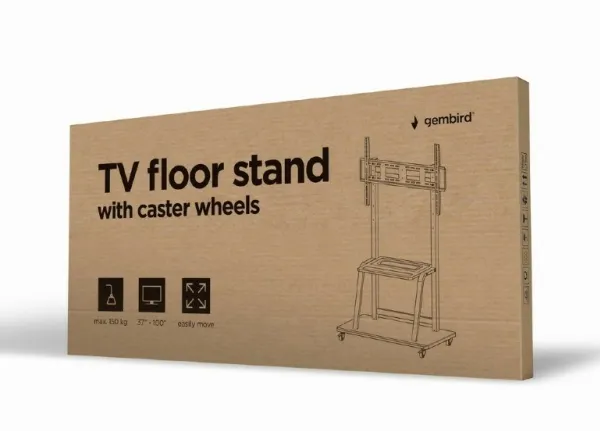Gembird TVS-100F-01 - Vogn med hjul - for Tv - stål - sort - skærmstørrelse: 37