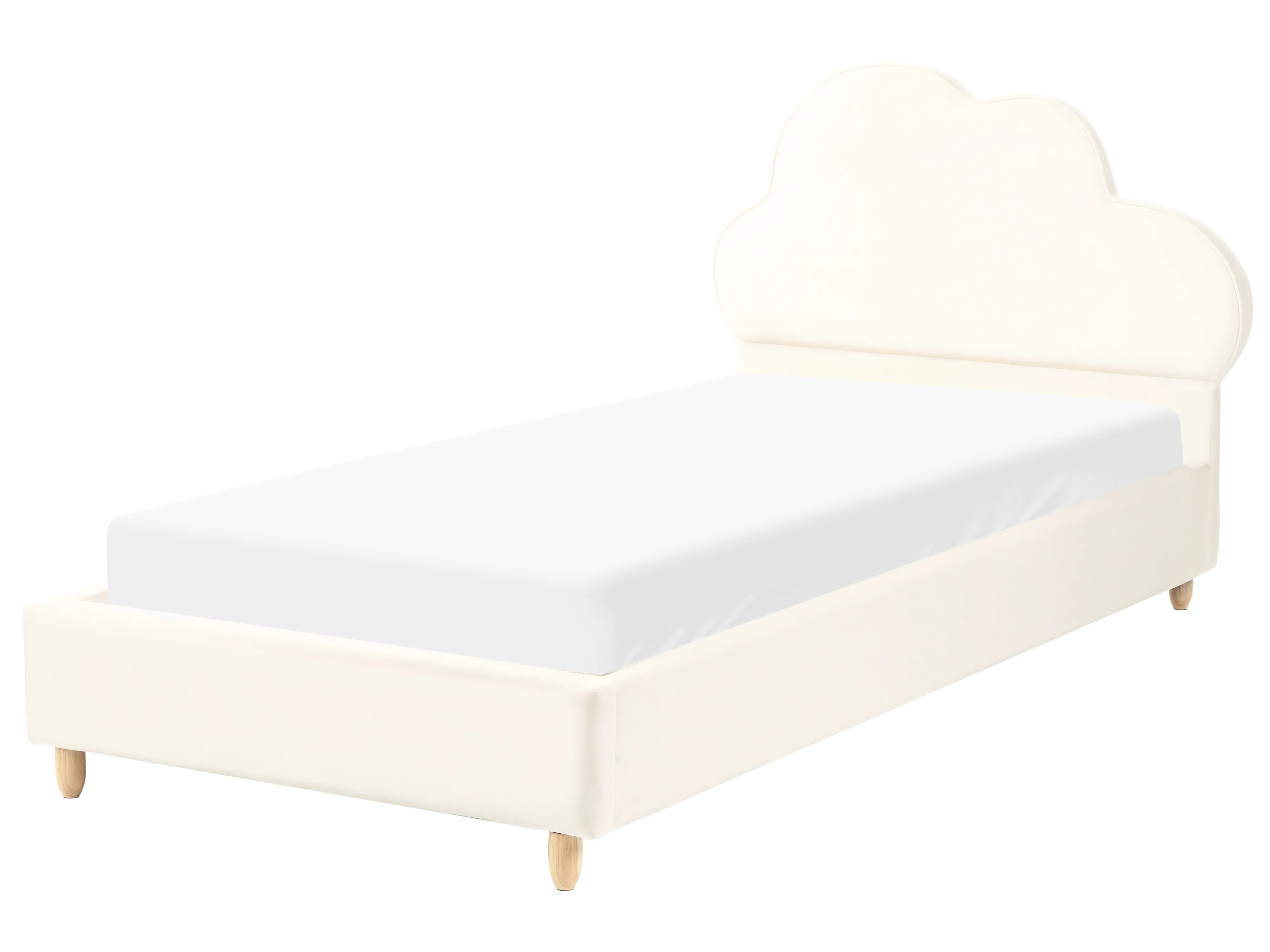 Kinderbed Wolk Fluweel BELLEVUE 90 x 200 cm Lichtbeige