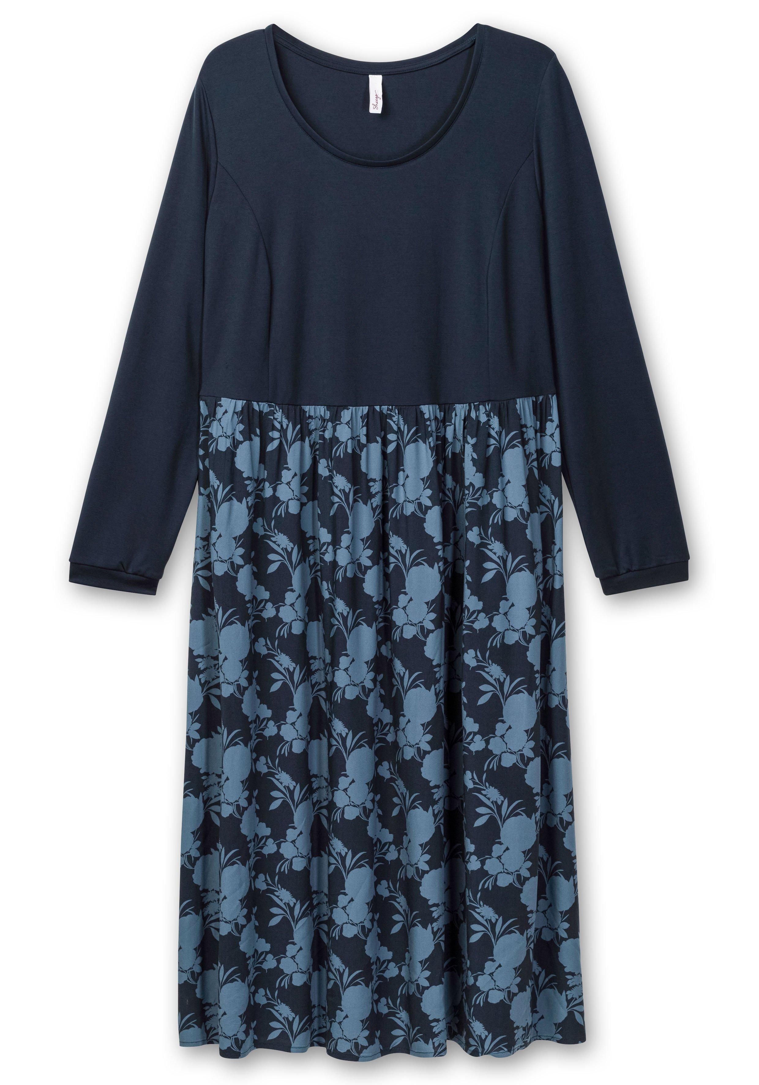 Shirtkleid in Midilänge, im Muster- und Materialmix