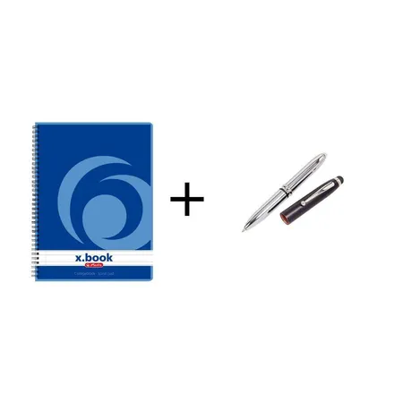 Herlitz Collegeblock DIN A5 Spiralblock liniert mit LED Touchpen Kugelschreiber