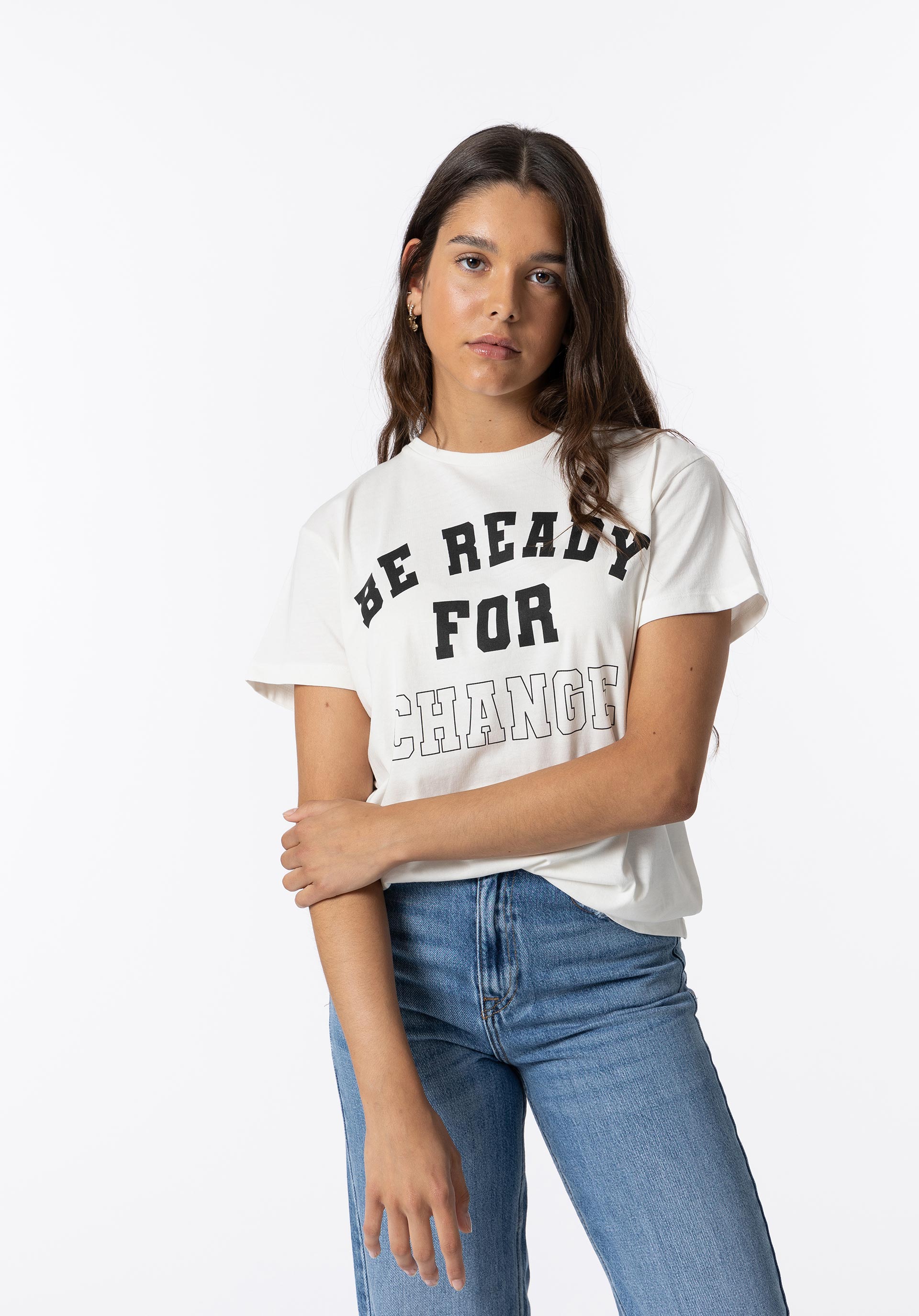 T-shirt com Texto Frontal