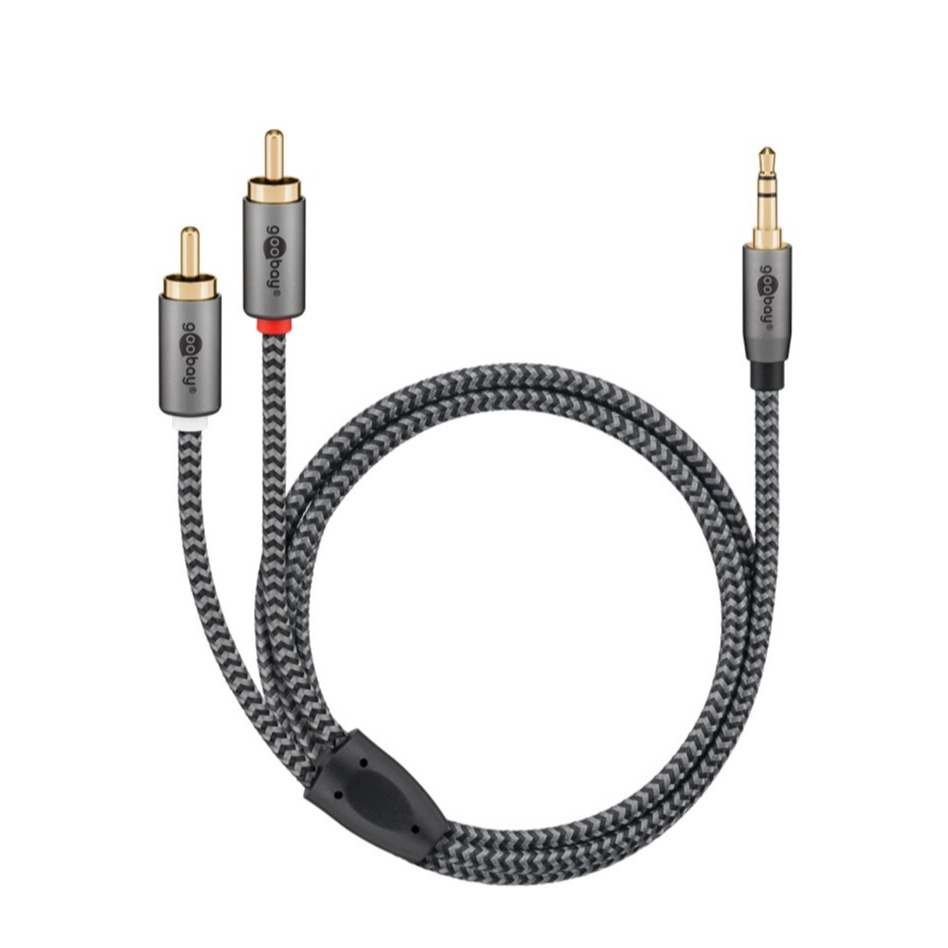 (5m) 3.5mm Audio Adapterkabel AUX zu Stereo-Cinch-Stecker (65290) - Sharkskin Grey