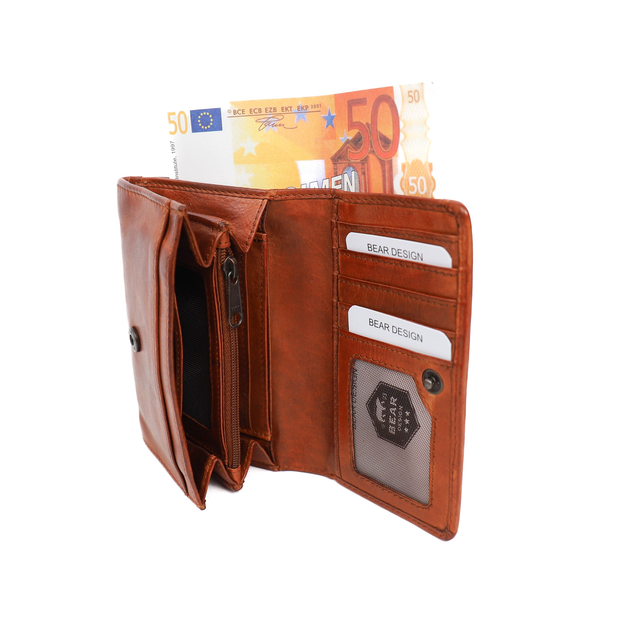 Overslag portemonnee 'Flappie' cognac Cognac