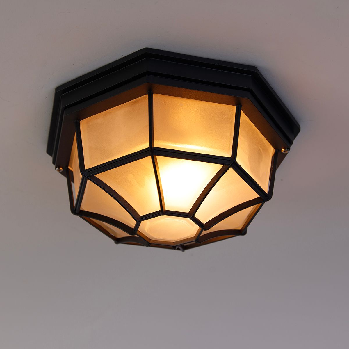 Landelijke plafondlamp donkergrijs 26,5 IP44 - Bri