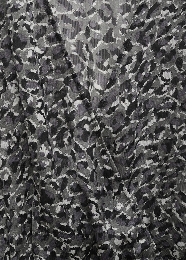 MANGO Animal-print ruffled dress Black