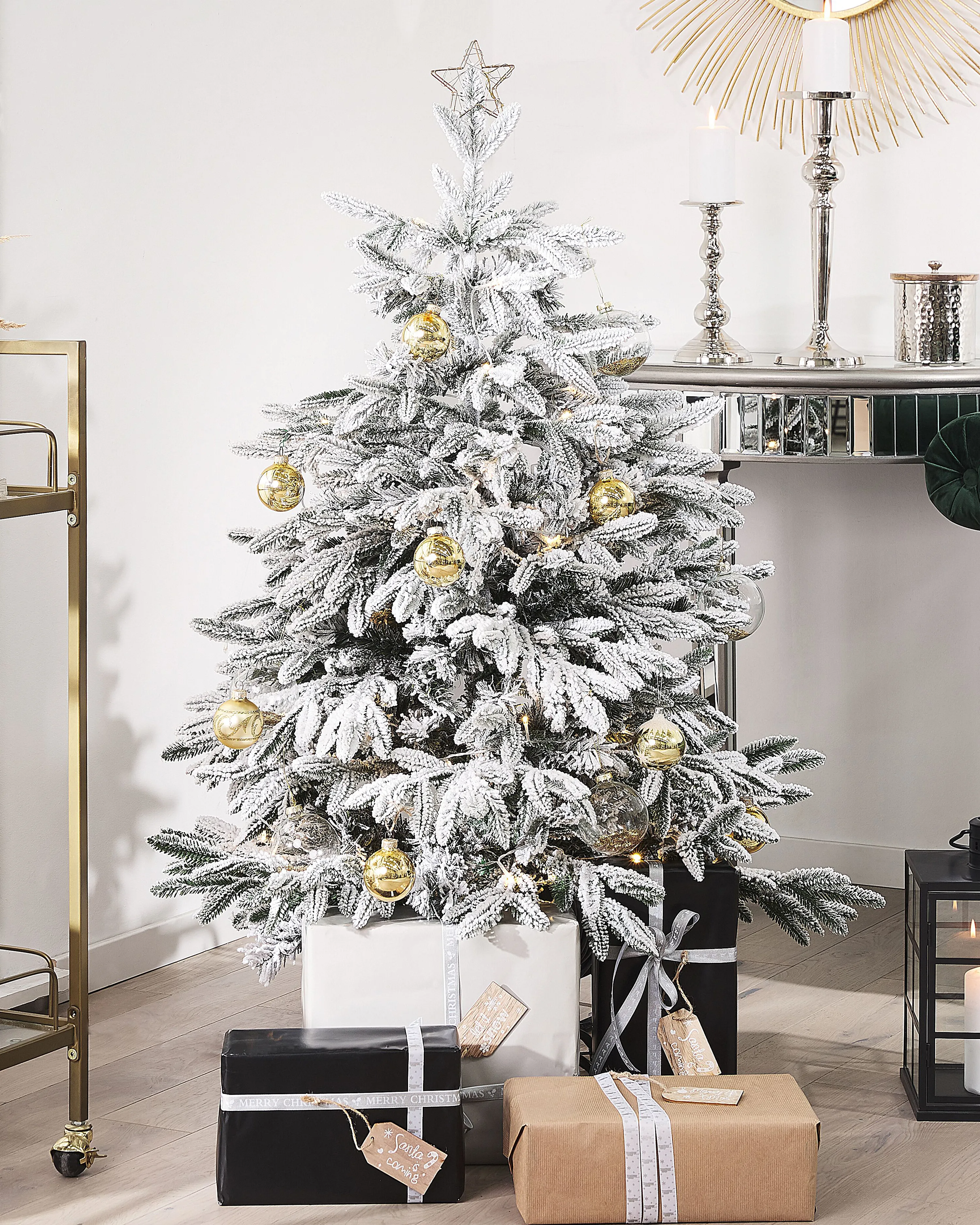 Besneeuwde kunstkerstboom BASSIE 120 cm Wit