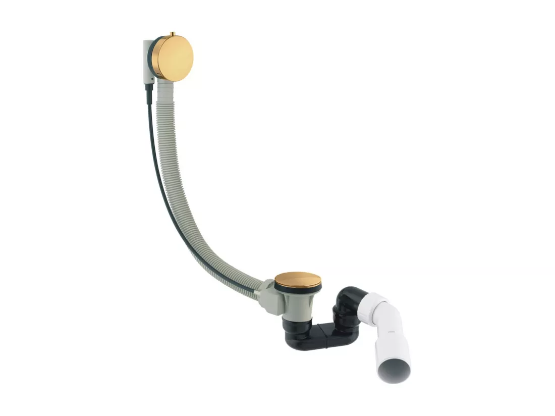 Ensemble de vidange de baignoire avec bonde extra-plat en laiton - Or brossé