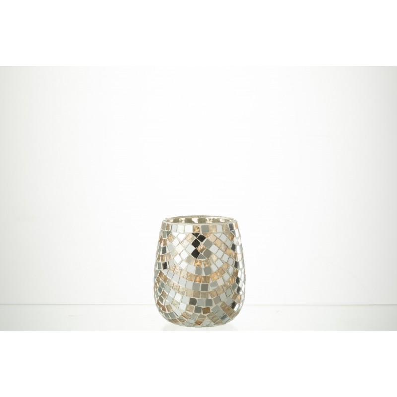 Photophore en verre multicouleur 10.5x10.5x12 cm