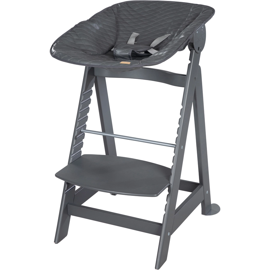 roba Treppenhochstuhl Born Up anthrazit Set 2 in 1 inkl. Aufsatz Graphit gesteppt