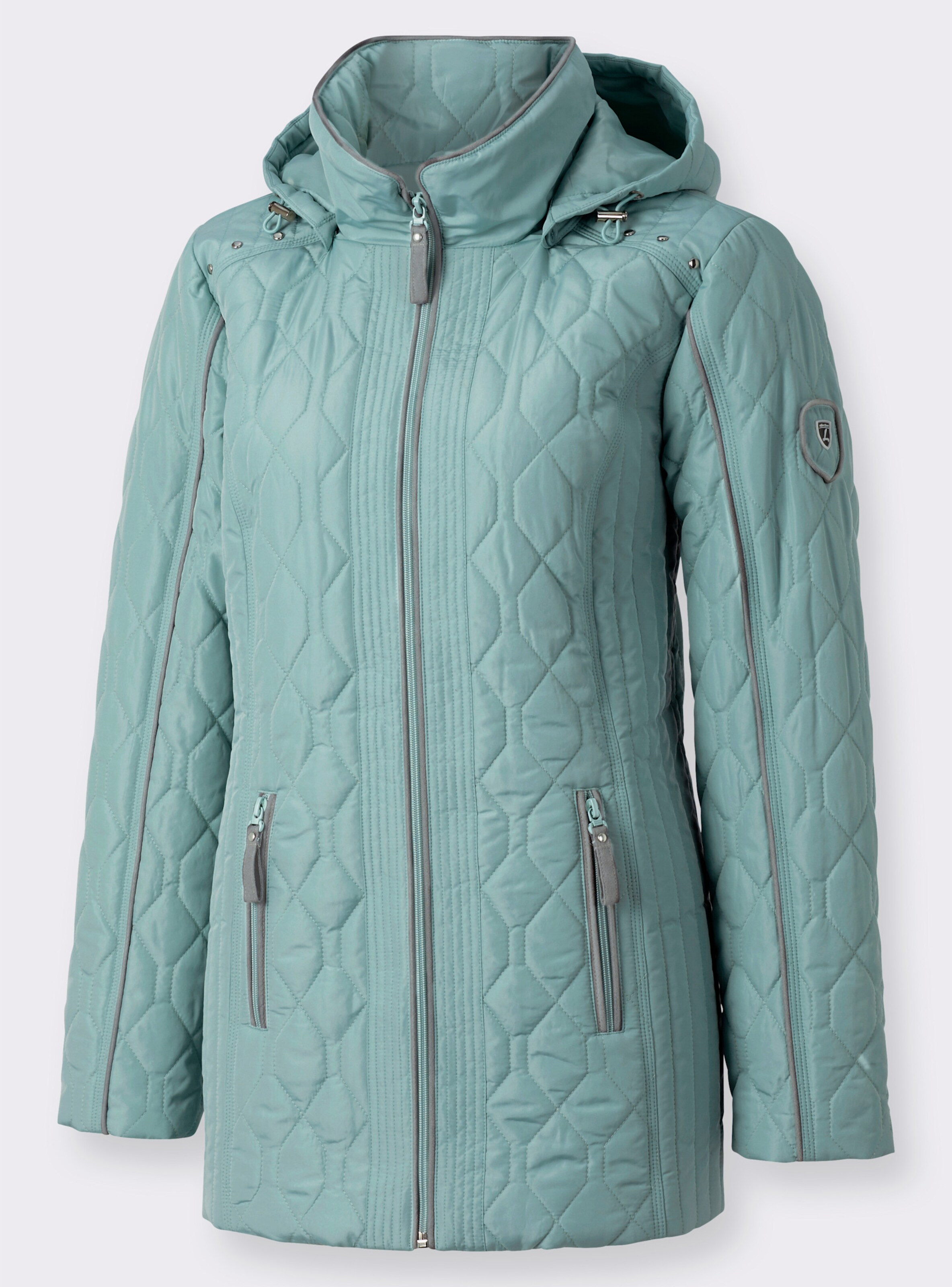 Steppjacke mit Kapuze, weitenregulierbar