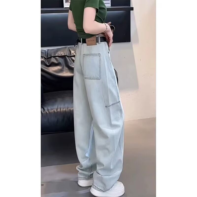 Wildfoea - High Waist Washed Wide Leg Jeans