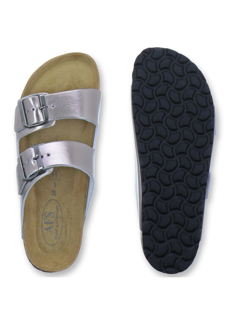 Pantoletten Damen Zweischnaller metallic