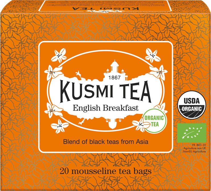 Kusmi Tea Organic English Breakfast - Box of 20 muslin tea bags - 40gr