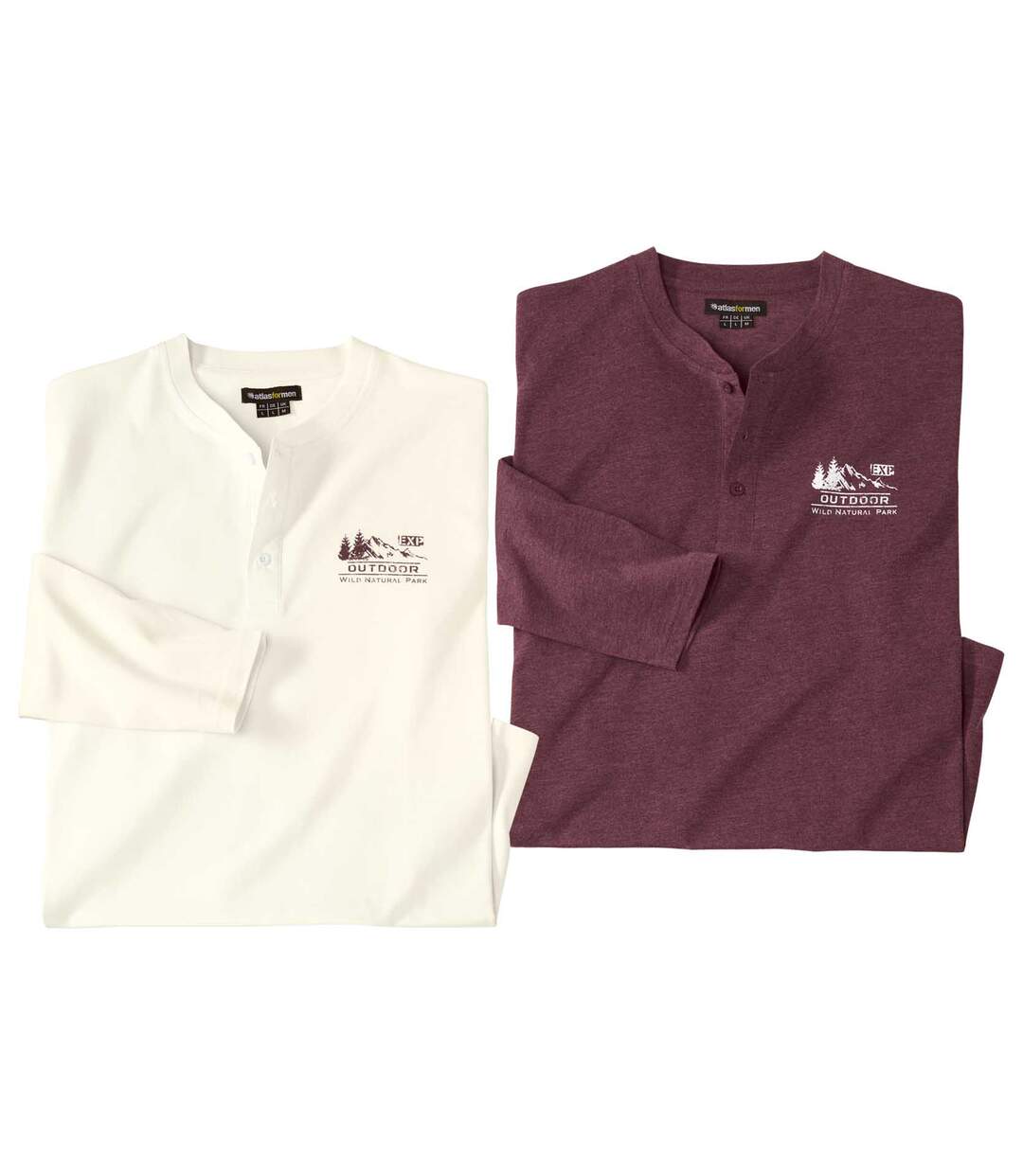Lot de 2 Tee-Shirts Col Tunisien Unis