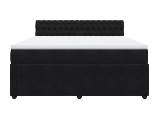 Sommier à lattes de lit avec matelas Noir 180x200 cm Velours