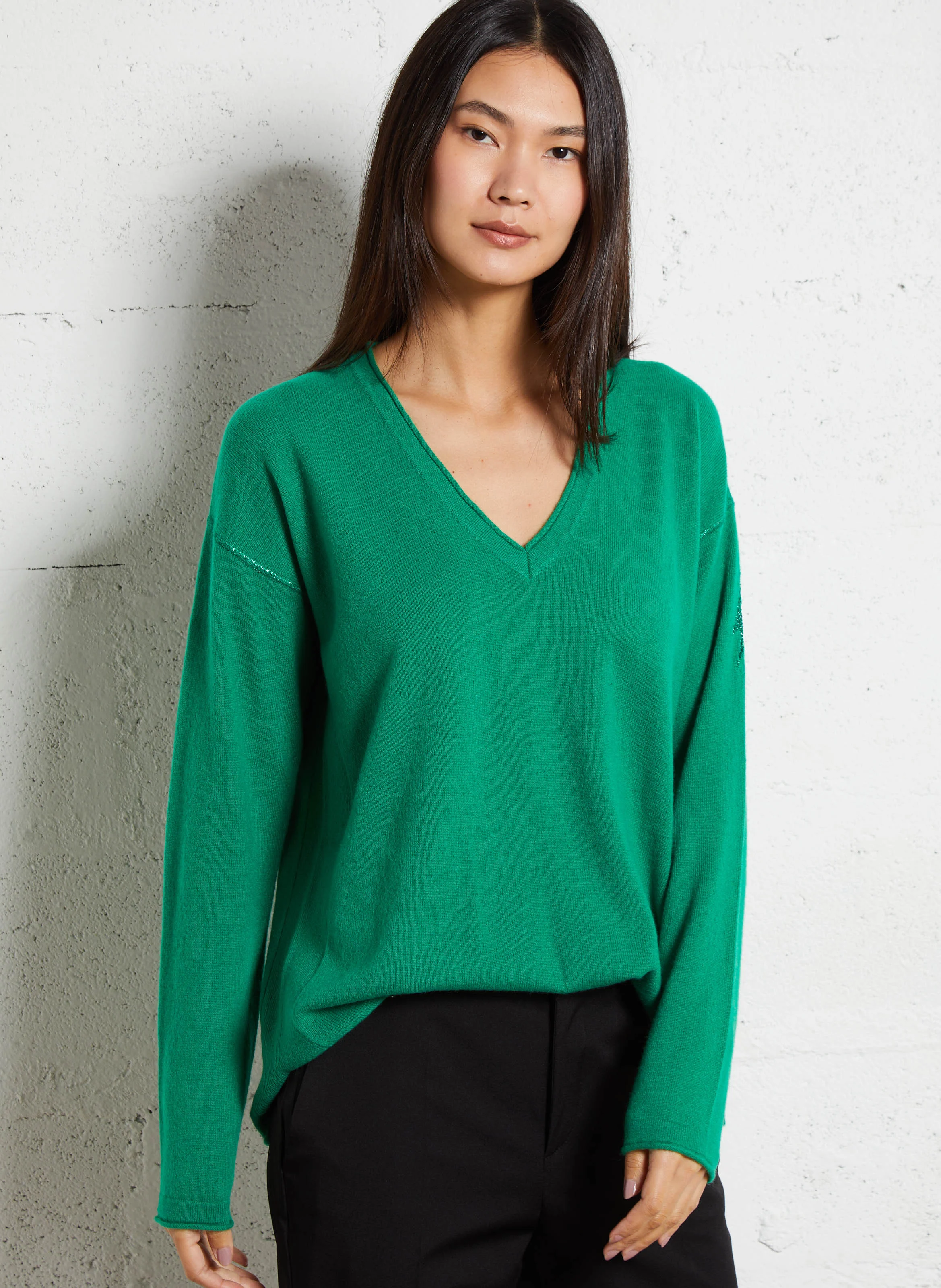 Pull droit en cachemire | Vert