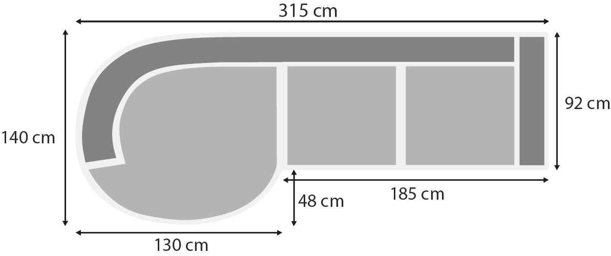 Loungebank stof Tiffany 05 Dordoni B315 x D140 x H92 cm