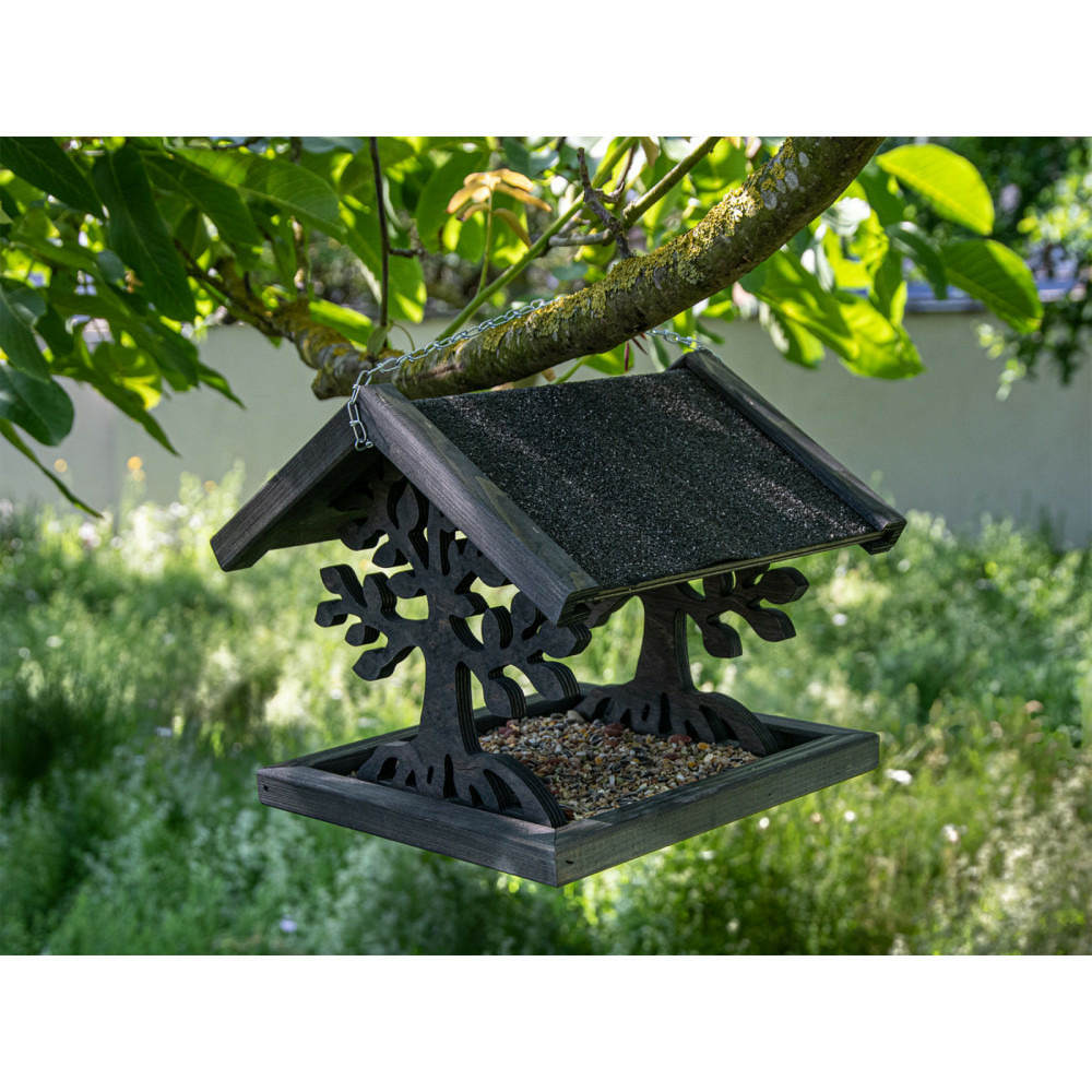 Mangeoire en bois pour oiseaux, magic, taille: 30 x 30 x 28 cm.