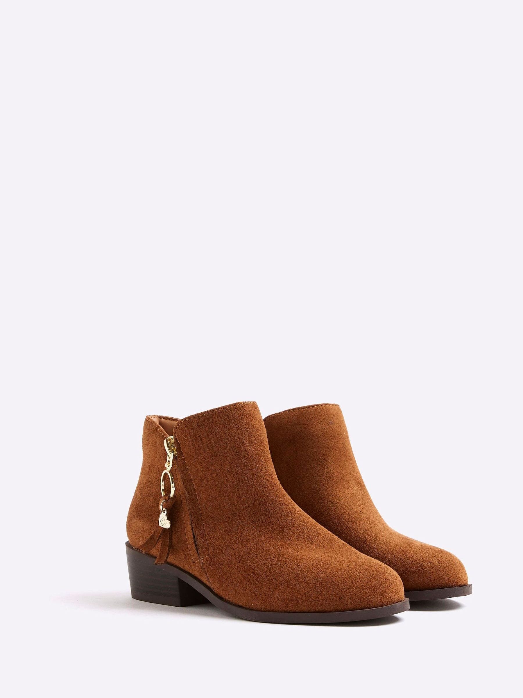 River Island Suedette Zip Ankle Boots