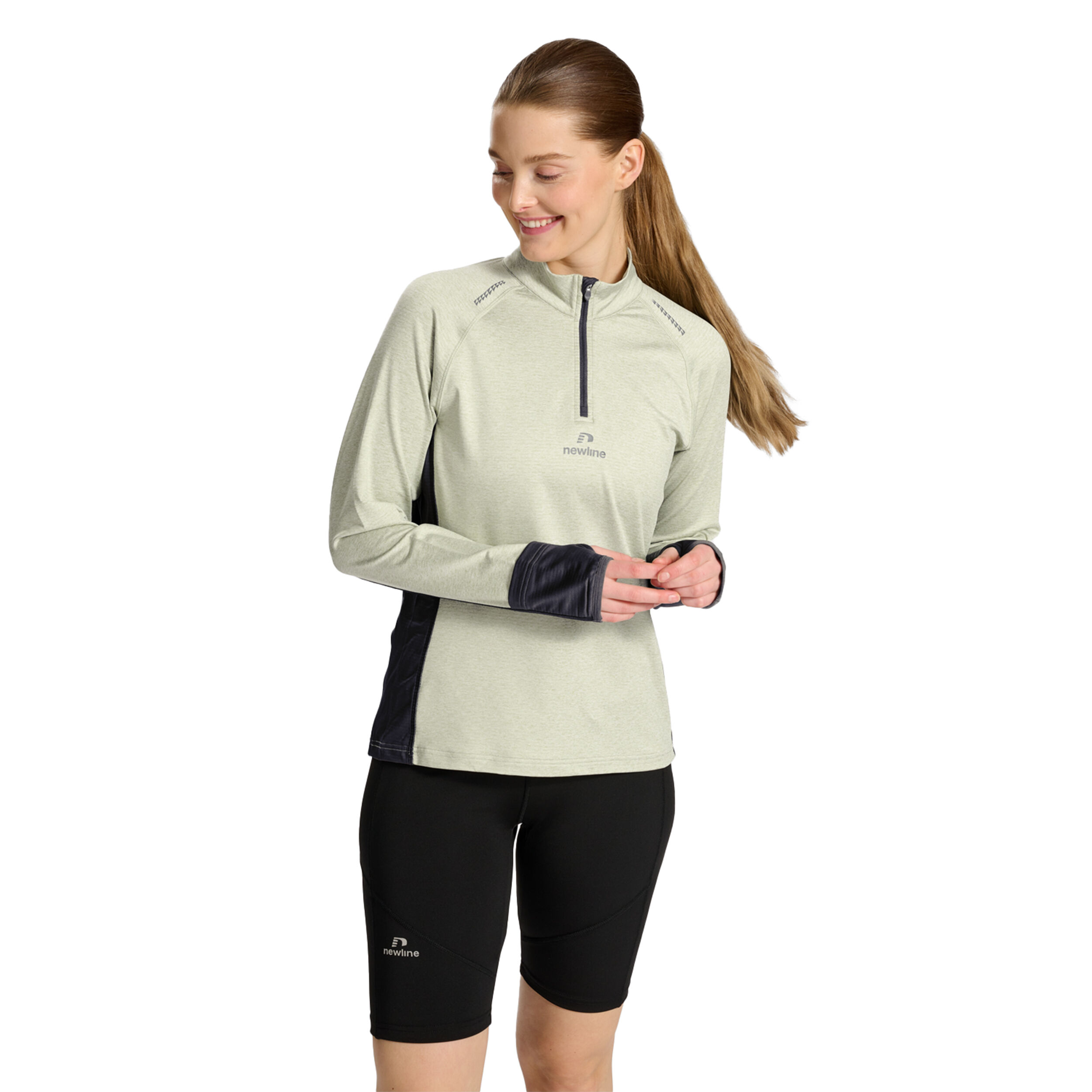 Newline Mesa Half-Zip Top De Course Femmes - Beige , Noir