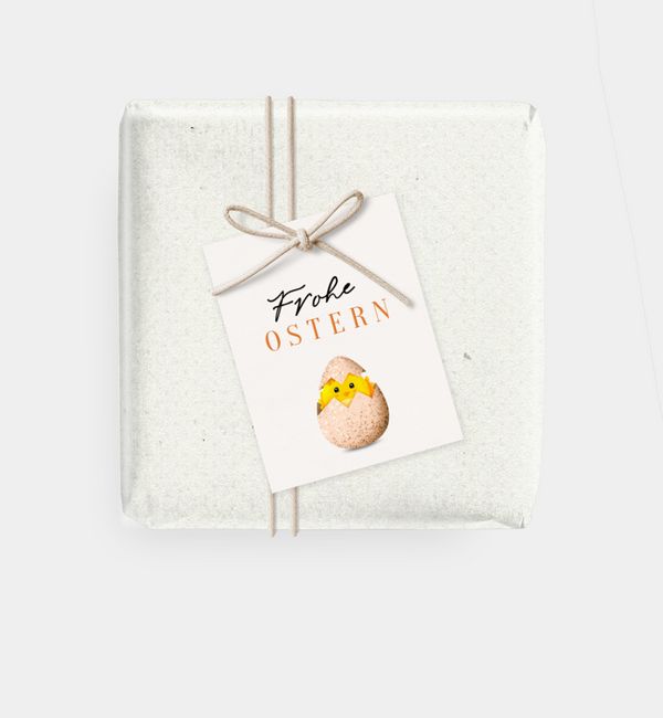 Geschenkanhänger Küken im Ei, Geschenkanhänger rechteckig (48 x 62mm)