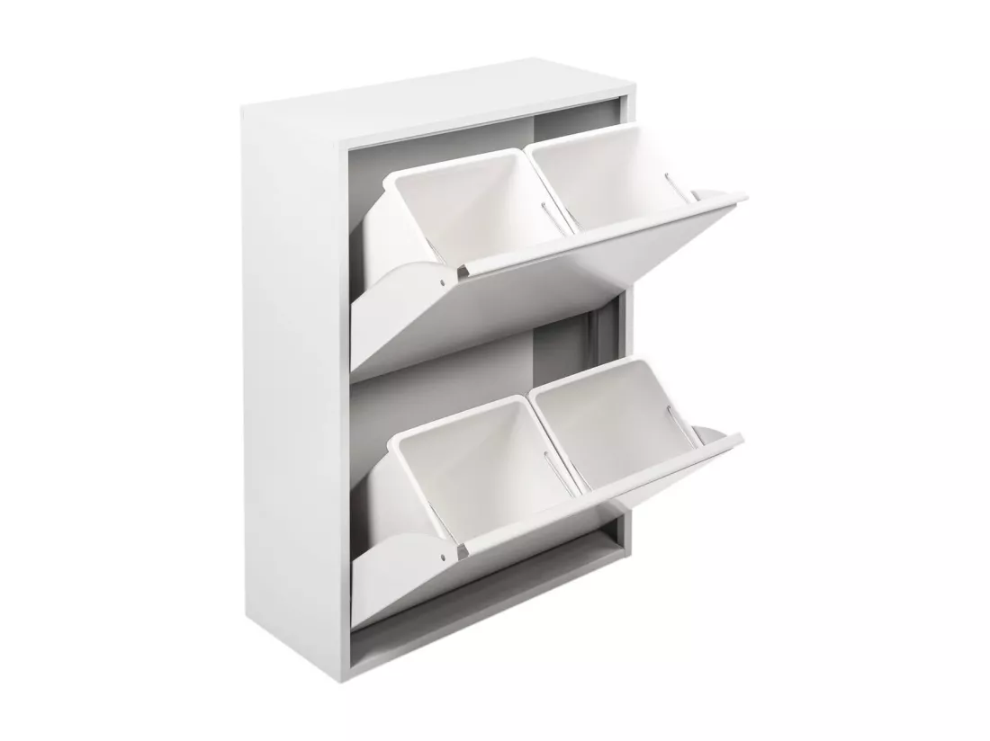 Poubelle Dpasali, Poubelle, Poubelle, Armoire métallique avec bacs de recyclage, 60x25h92 cm, Blanc