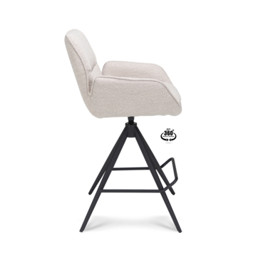 Barkruk Iris Alpine natural beige bouclé stof met armleuning