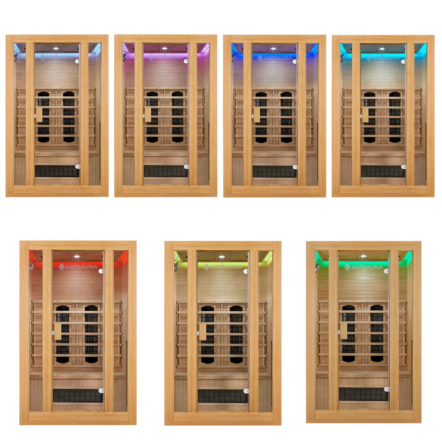 Infrarotkabine Nyborg S120K – Infrarotsauna 2 Personen –LED-Farblicht, 5 Keramik- 1 Flächenstrahler
