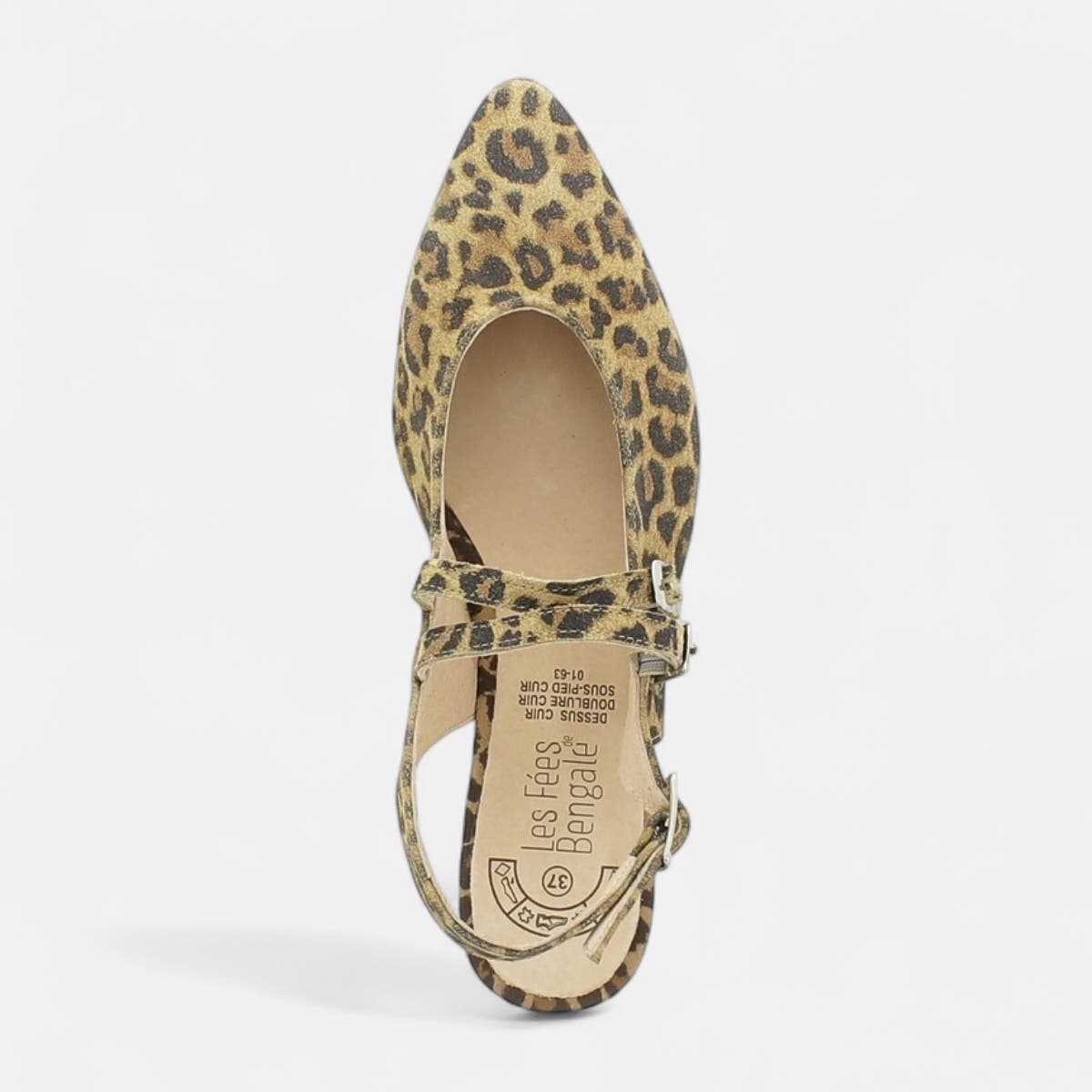 Escarpins avec bride arrière Femme en cuir camel