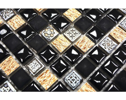 Natuursteen mozaïek XRS S3K zwart/koper 30x30 cm