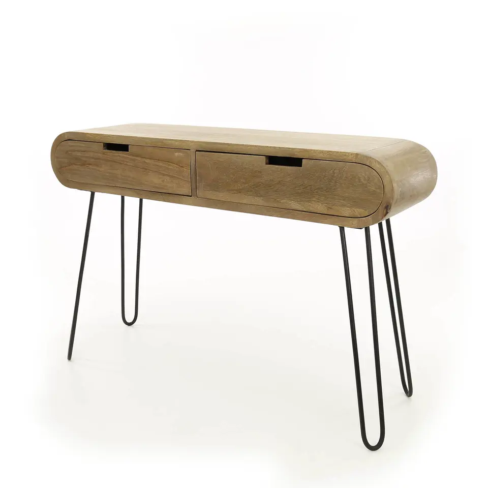 Industriële sidetable Jasmine 2 lades mangohout 30x120x76 cm Mangohout