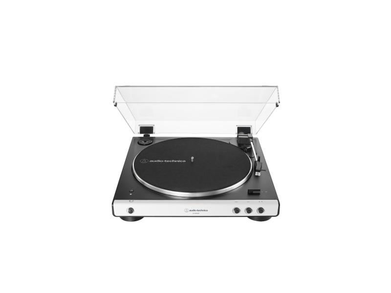 Audio-Technica Plattenspieler mit Bluetooth AT-LP60X Weiss Vollautomatischer Stereo-Plattenspieler mit Riemenantrieb