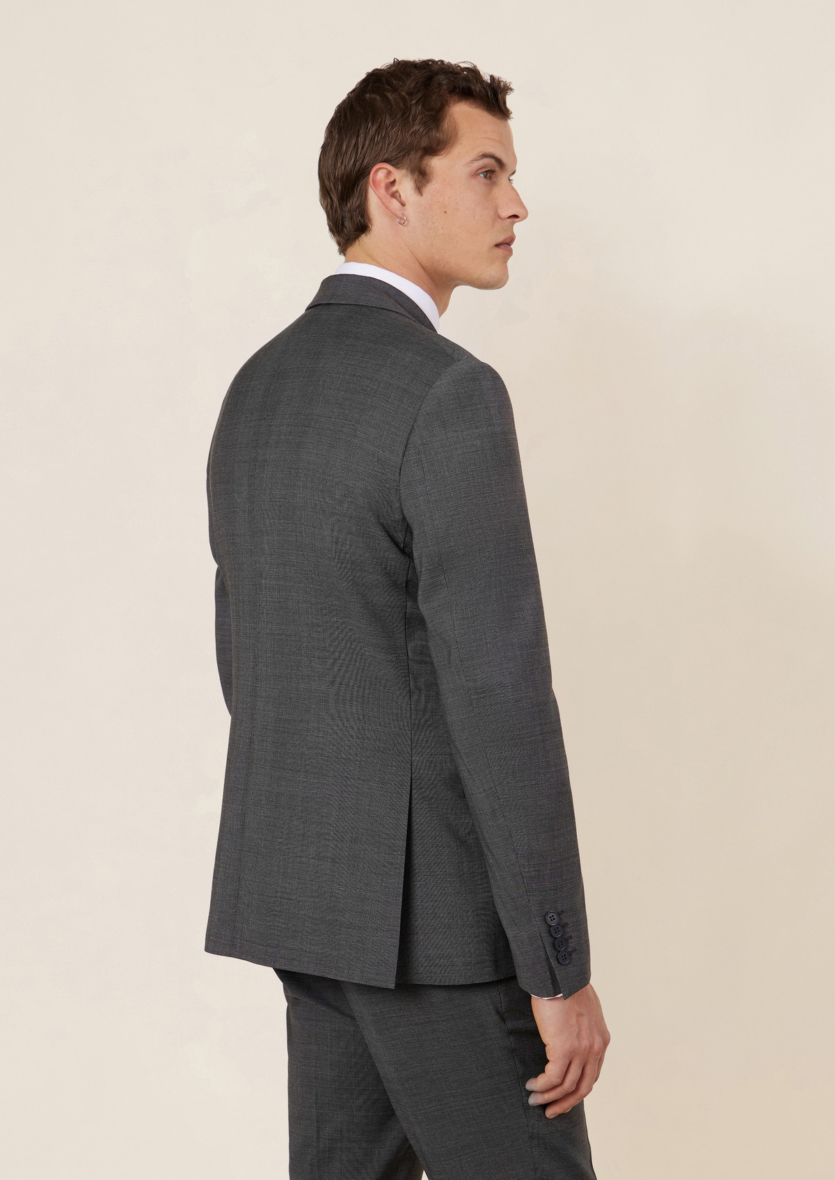 Veste de costume Regular en laine grise Prince de Galles